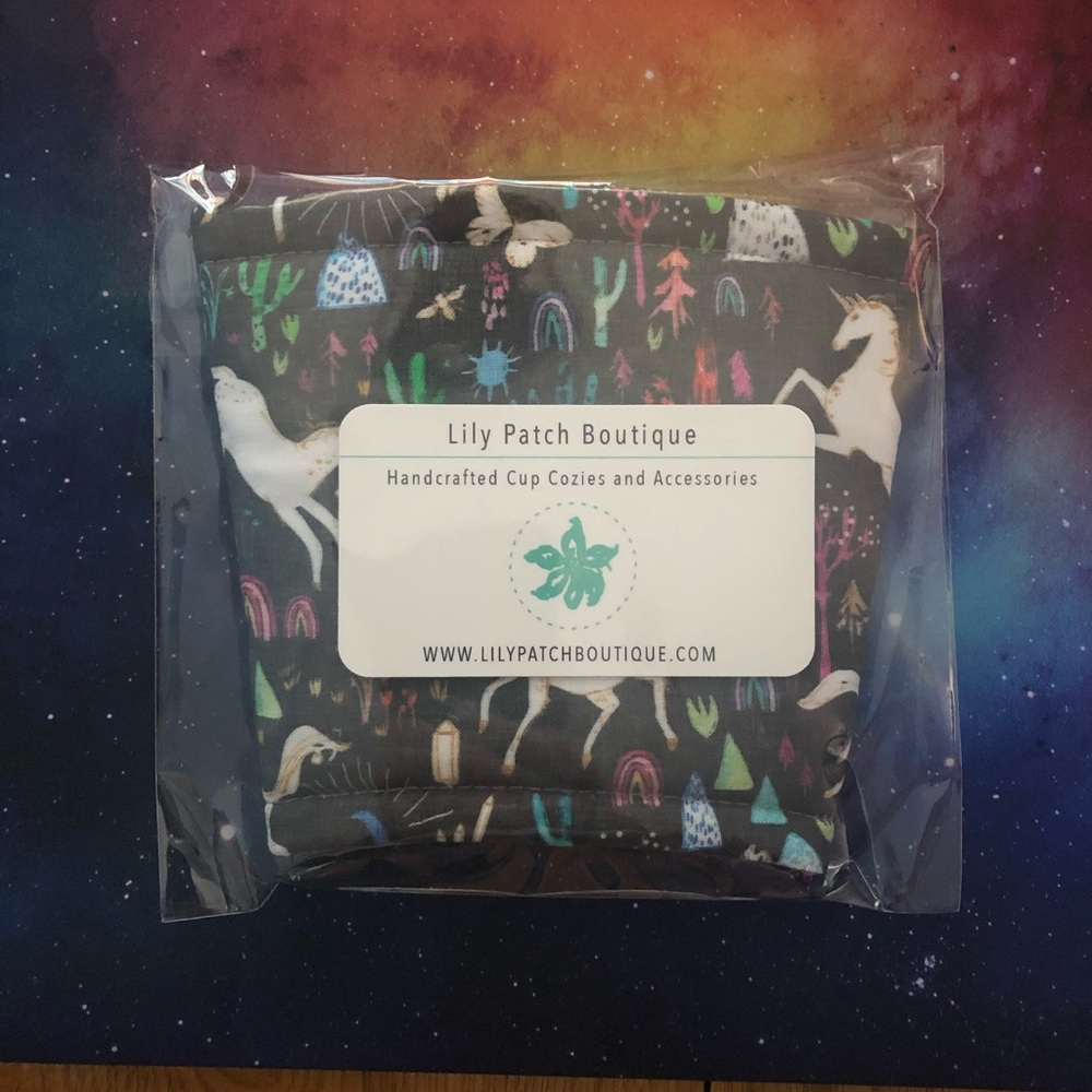 Unicorn mystical forest iced coffee sleeve Lily Patch DD medium Starbucks venti